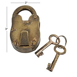 Deco 79 Metal Lock And Key, 2" x 3" x 1", Brass