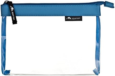 Alpamayo, Clear Carry-on Travel Toiletry Bag, Transparent Zipper Bag for Cosmetics and Makeup with 1l Volume for Transporting liquids, TSA Airline Compliant Luggage Organiser, blue