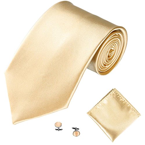 Anshinto 3PCS Men Party Tie Necktie Handkerchief Cuff Link (W)