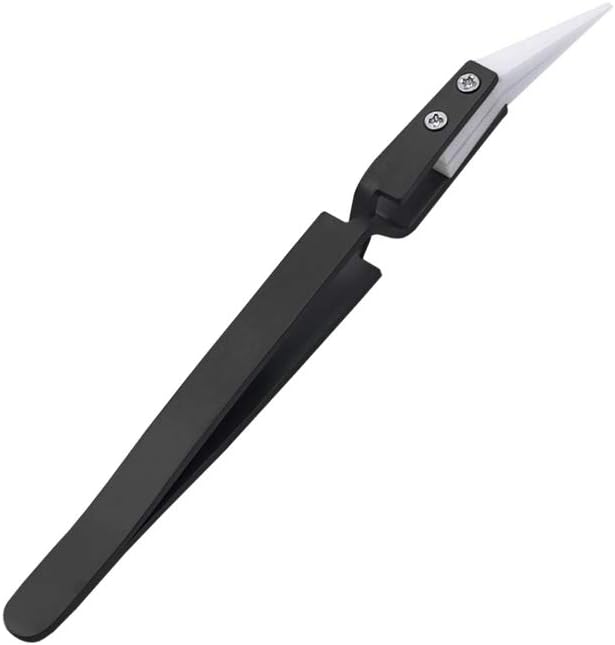 Anti-Static Anti-Magnetic Highly Heat Resistant Ceramic Tweezers Cross Lock Reverse Tweezers for Mobile Phone PCB Repair Tools