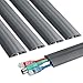 Floor Cable Cover - 15.6in x 5 Durable Cord Cover for Floor, Total 6.5ft Cord Protector - Low Profile PVC Duct - Flexible 3 Channel Wire Cover for Office Home Doorway, W2in H0.5in, Grey