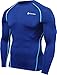 TSLA CLSX Men's UPF 50+ Long Sleeve Compression Shirts, Athletic Workout Shirt, Water Sports Rash Guard, Zero Top Blue, Large