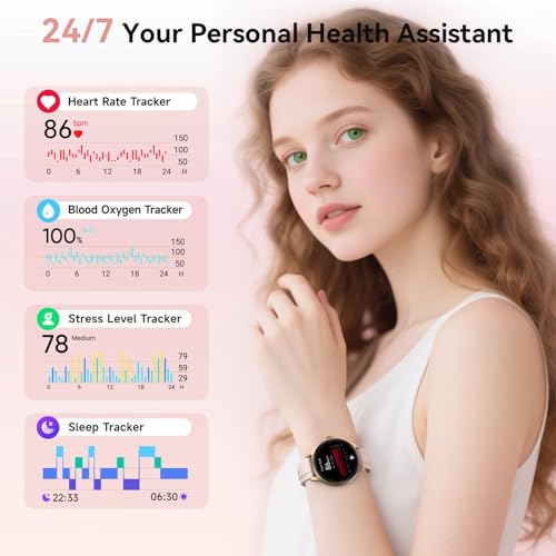 Smart Watches for Women Answer/Make Calls, 1.57'' AMOLED Smartwatch for iPhone/Samsung/Android，Womens Smart Watch with Heart Rate/SpO2/Sleep Monitor, Fitness Watch 120+ Sport Modes 3ATM Waterproof