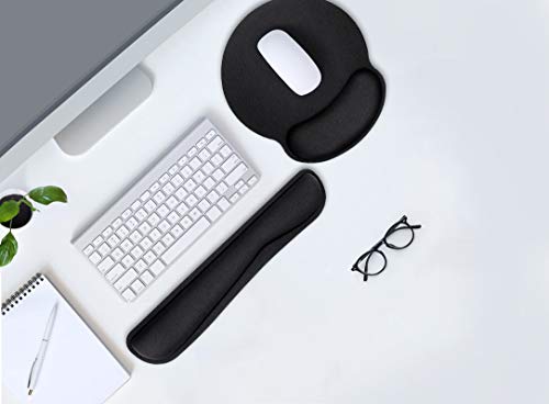 2 Premium Memory Foam Keyboard Wrist Support Bar and Mouse Wrist Rest Pads Set- for Comfortable Typing &Wrist Pain Relief Mouse Pad with Wrist Support Bar