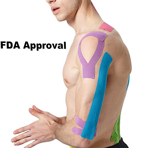 MUEUSS Kinesiology Tapes Waterproof Hypoallergenic Breathable Elastic Roll for Knee Ankle Muscles Elbow Shoulder Latex Free 16.5 ft Uncut (Blue, 1 pc/Set) - Thumbnail 2