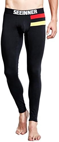 Men's Leggings,Toponly Men Patchwork National Flag Print Low Rise Leggings Warm Thermal Pants (Fashion Black, M)