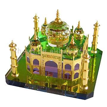 celebrationgifts Crystal Gold Taj Mahal Miniature Show Piece(Multicolour, 10x11x9cm)