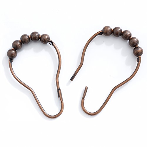 Shower Curtain Hooks Rings, Bronze Red Decorative Rust Proof with