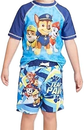 paw patrol swim trunks and rash guard