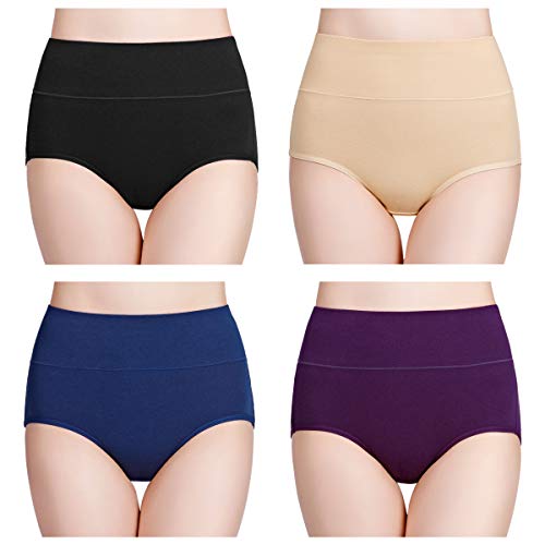 image for wirarpa Women's 4 Pack Cotton Underwear High Waisted Full Coverage Bri