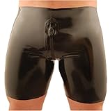 AvaCostume Men's Latex Trunks Boyshorts Crotch Zipper, XL, Black