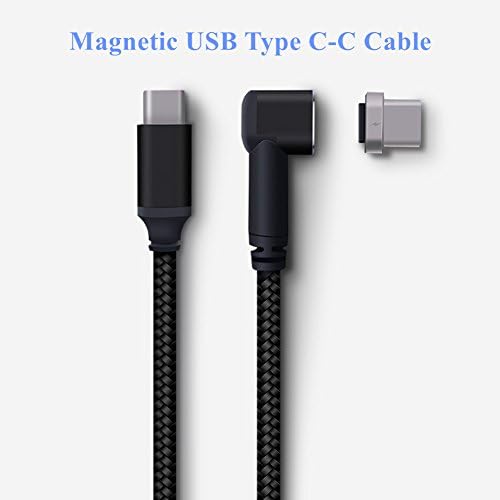 Power Trend Fast Charging Right Angled L Side 86W 4.3A Reversible Magnetic USB Type C to USB C Cable 2M 6.6FT Nylon Braided Cord for MacBook Pro/Chromebook Pixel Other USB-C Notebooks (Black)