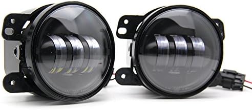 Jiuguang 30W HALO-FOG 4" Inch Front Bumper Led Fog Lights Halo Ring Angel Eyes for Jeep Wrangler JK TJ LJ CJ Dodge Chrysler Cherokee w/9005/9006 To H16 Conversion Adapter 6000K White (W001)