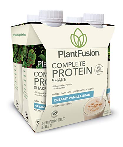 PlantFusion Complete Ready to Drink Plant Based Protein Shake, Vanilla Bean, 11 oz  Carton, 12 Count, Gluten Free, Non-GMO