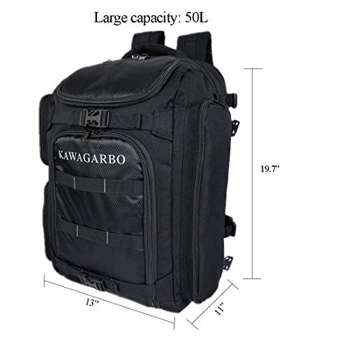 PAPAZAU Large Ski Boot Backpack Hold Helmet Ski Board 50L (Black