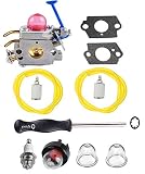 Podoy 128LD Carburetor for Husqvarna Zama C1Q-W40A 128CD Adjustment Tool Gasket Kit with Fuel Line Primer Bulb 545081848 128CD 128C 128L 128R 128RJ String Trimmer