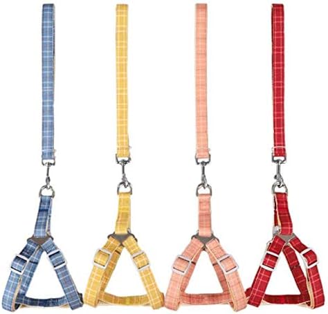 FGBOR Dogs Cotton Soft Leash Harness Adjustable Collar Set Denim Pet Lead Vest Small Medium Large for Walking Training
