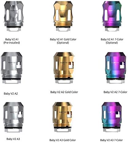 SMOK Baby V2 A1 (7-Color) Coil 3pcs 100% Genuine with Scratch Panel Code for Authenticity by Blackwhitecat® Plus Free Silicone Vape Ring 22mm x 7mm Gift
