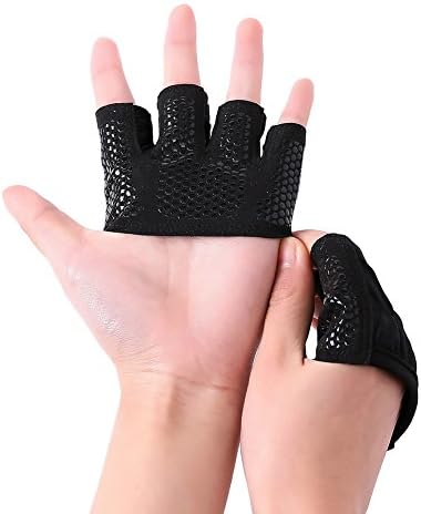 Hellodigi Half Finger Gloves Sports Fingerless Gripper Gloves workout Gloves Training Sports Gloves With Hexagonal Shaped Silicone Non-Slip Off,Perfect For Weightlifting,Men,Women,S,M,L,XL