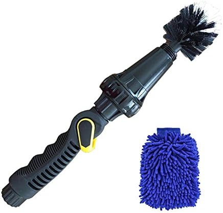 Wheel Spin Brush - Premium Water-Powered Turbine Spinning Scrubber, Vehicle Rim Cleaner with Cleaning Mitt Glove for Pets, Shoes, SUV, ATV, Bicycle, Motorcycle(Black 1)