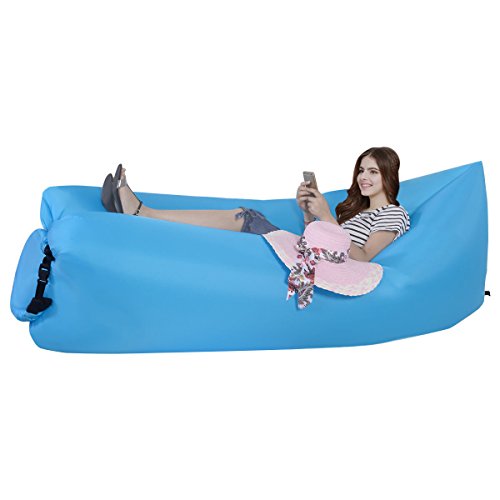 Inflatable Lounger Chair with Travel Bag Air Sofa Bed Hangout for Travling Hiking Camping Pool Beach Party Christmas Gift Bule 94"27"