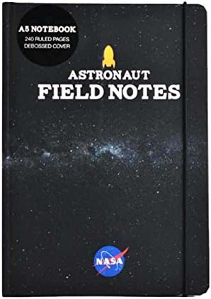 NASA Merch Nasa Notebook Astronaut Field Notes Official Black A5 240 Page Lined