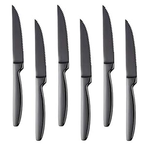 Bisda Steakmessen set 6-delig 18/0 roestvrij staal zwart mes voor vlees steak