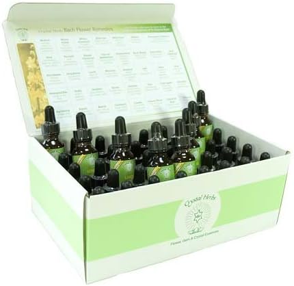 Crystal Herbs 38 Bach Flower Remedy Set + 2 Revivial Remedies (25ml Card Box)