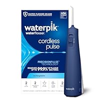 Waterpik Cordless Pulse Rechargeable Portable Water Flosser for Teeth, Gums, Braces Care and Travel with 2 Flossing Tips, Waterproof, ADA Accepted, WF-20 Blue, Packaging May Vary