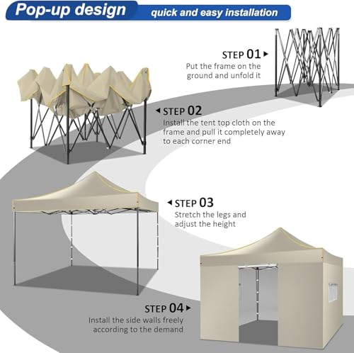 COBIZI 10x10 Heavy Duty Pop Up Canopy Tent with 4 Removable Sidewalls, Waterproof Outdoor Gazebo image 15