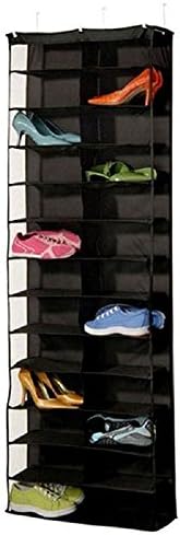 26 Pocket Shoe Rack Storage Organizer Holder Folding Hanging Door Closet (Black)