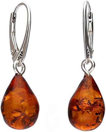 COGNAC BALTIC AMBER STERLING SILVER 925 BEAUTY EARRINGS. KAB-176