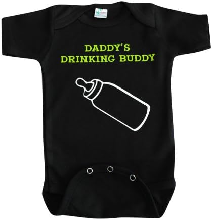 KiddieCo Baby Drinking Buddy Black Onesie 3-6 Months Green Print