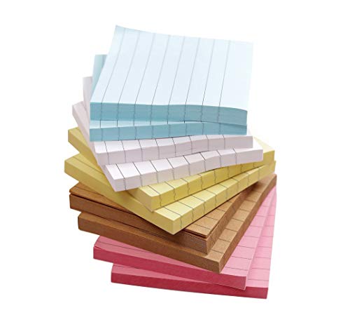 Colorful Sticky Notes,Self Sticky Notes,Lined,10 Pads/Pack, 3x3inch 70 Sheets/Pad, 5 Colors