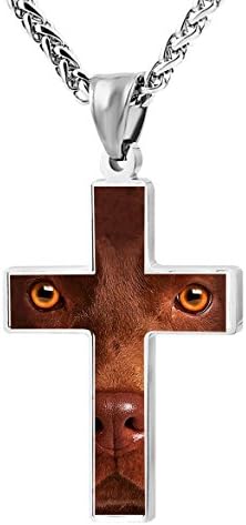 Patriotic Cross Chocolate Lab Face Religious Prayer Jewelry Pendant Necklace