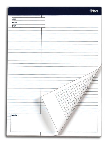 TOPS Docket Gold Project Planning Pad, 8-1/2 x 11-3/4 Inches, Perforated, White, Project Rule, 40 Sheets per Pad, 4 Pads per Pack (77102)