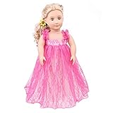 Wensltd Doll Clothes for 18 Inch Dolls Pretty Lace Dress Fits American Girl Dolls (Hot Pink)