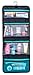 Premium Compartments Sea-Breeze Hanging Toiletry Bag (Black with Aqua Zippers and Mesh Pocket)