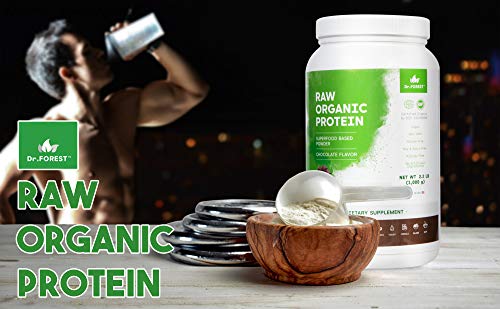 Dr. Forest Organic Raw Cold Pressed Vegan Plant Protein Powder - Add to Your Favorite Smoothies or Shakes - Non-GMO Certified Organic 20 Grams Protein per Serving, 2.2 lbs (Chocolate, 2.2 lbs)