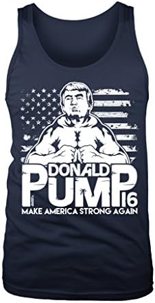 LOGOPOP Men's Donald Pump Make America Strong Again Tank Top, L, Navy