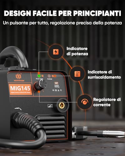No Gas Continuous Wire Welding Machine, 145A Mini Portable Welding Machine with 1 kg Cored Wire 0.8 mm, Inverter MIG Welding Machine