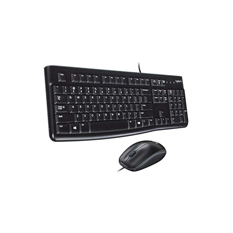 Logitech MK120 Wired Keyboard and Mouse Combo for Windows, Optical Wired Mouse, Full-Size Keyboard, USB Plug-and-Play…