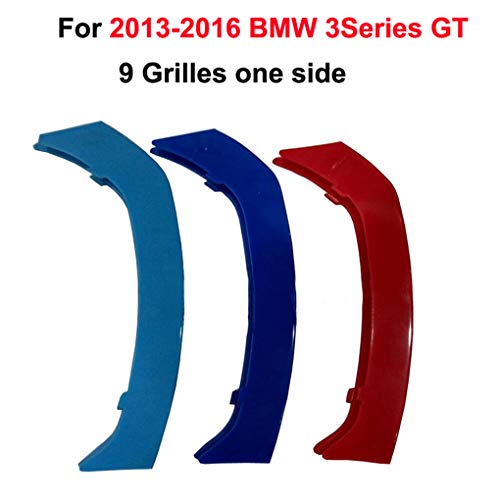 for 13-16 BMW 3 Series GT F34 (9Grilles one Side) 3D M Styling 3 Colors Front Grille Trim Motorsport Stripes Grill Cover Performance Stickers 3Pcs