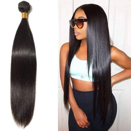 NEWNESS 32Inch Straight Hair 1 Bundle 100% Unprocessed Brazilian Straight Long Hair Weave Bundles Soft And Tangle Free Natural Black Color (Best Wigs Lace Front Wigs In Chicago)