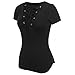 FINEJO Women Sexy V Neck Lace Up Thin Waist Slim Fit T-shirt
