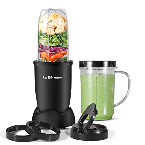 La-Reveuse-Personal-Size-Blender-250-Watts-Power-for-Shakes-Smoothies-Seasonings-Sauces-with-2-Pieces-16-oz-Mug-Black