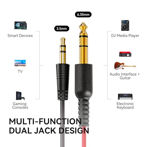 OneOdio Wired Over Ear Headphones Hi-Res Studio Monitor & Mixing DJ Stereo Headsets with 50mm Drivers and 1/4 to 3.5mm Jack for AMP Computer Recording Podcast Keyboard Guitar Laptop - Black