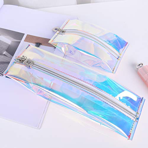 JASSINS Holographic Iridescent Makeup Bag Waterproof Multi-Function Folding Zipper TPU Storage Cosmetic Bag Set