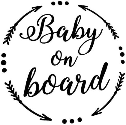 SEGRJ Round Baby on Board Car Vehicle Body Window Reflective Sticker Decal Decoration Baby on Board Sticker for Car Children Black