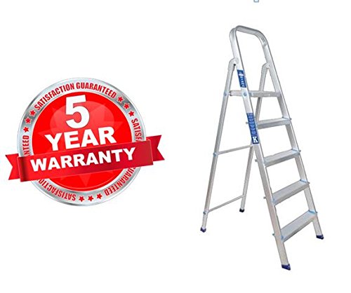 PlutoMax Heavy Duty Folding Aluminium Ladder - Home Pro 3, 4,5 Steps + Platform